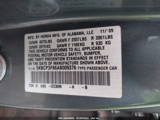 Photo 8 VIN: 5KBCP3F86AB009376 - HONDA ACCORD 