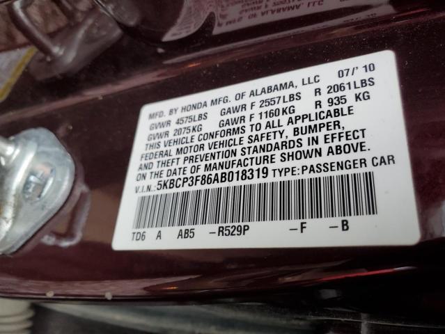 Photo 11 VIN: 5KBCP3F86AB018319 - HONDA ACCORD EXL 