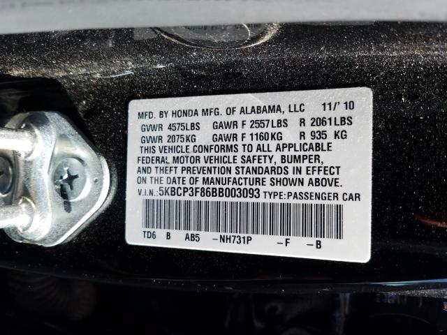 Photo 9 VIN: 5KBCP3F86BB003093 - HONDA ACCORD EXL 