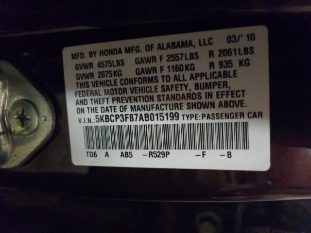 Photo 9 VIN: 5KBCP3F87AB015199 - HONDA ACCORD EXL 