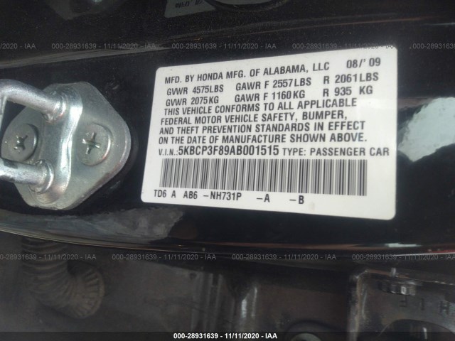 Photo 8 VIN: 5KBCP3F89AB001515 - HONDA ACCORD SDN 