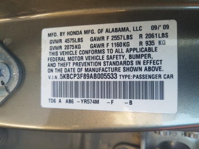 Photo 9 VIN: 5KBCP3F89AB005533 - HONDA ACCORD 