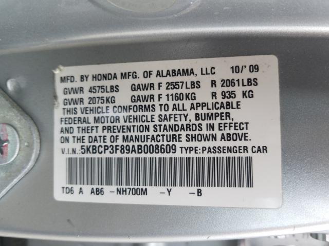 Photo 9 VIN: 5KBCP3F89AB008609 - HONDA ACCORD EXL 