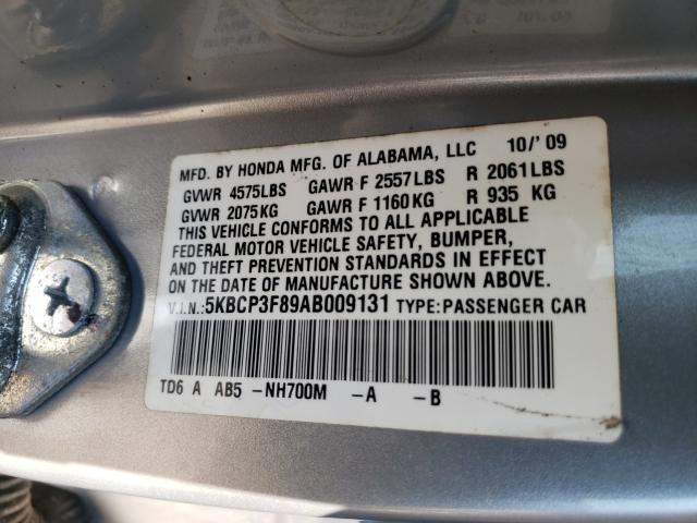 Photo 9 VIN: 5KBCP3F89AB009131 - HONDA ACCORD SDN 