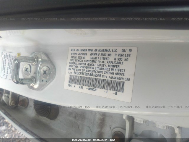 Photo 8 VIN: 5KBCP3F89AB016595 - HONDA ACCORD SDN 