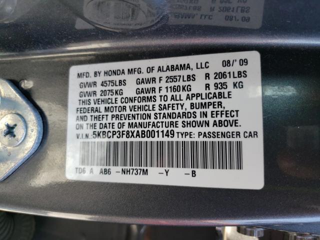 Photo 9 VIN: 5KBCP3F8XAB001149 - HONDA ACCORD EXL 