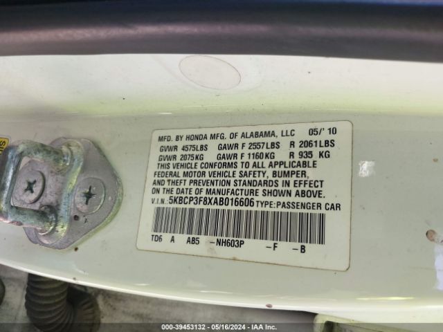 Photo 8 VIN: 5KBCP3F8XAB016606 - HONDA ACCORD 