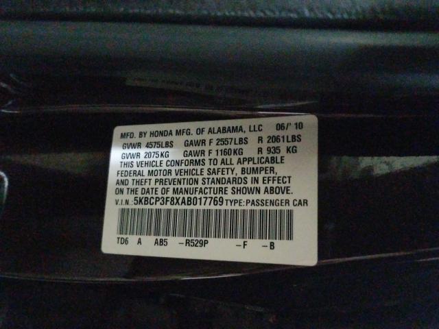 Photo 9 VIN: 5KBCP3F8XAB017769 - HONDA ACCORD EXL 