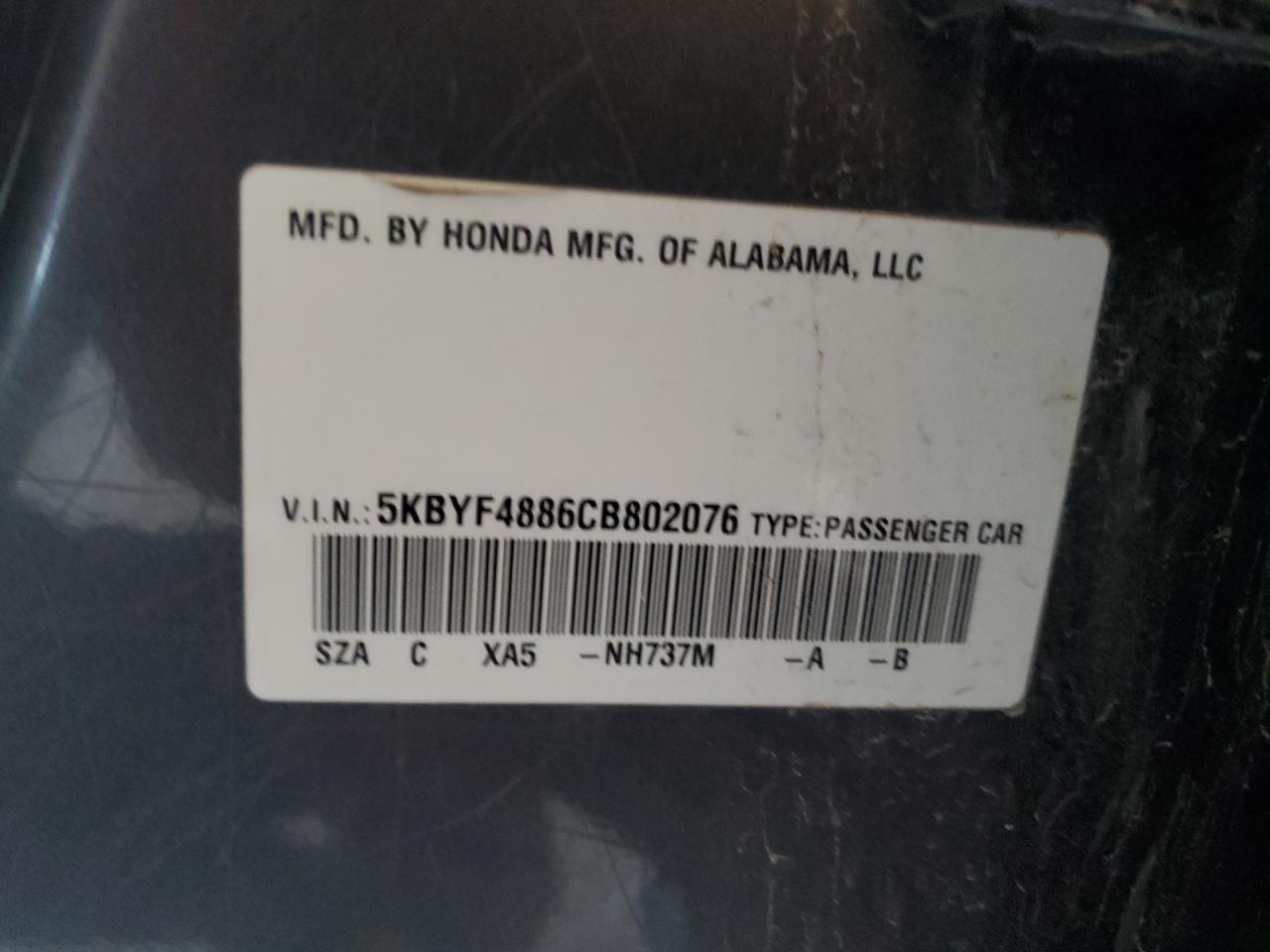 Photo 11 VIN: 5KBYF4886CB802076 - HONDA PILOT 