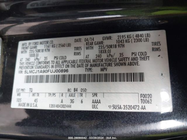 Photo 8 VIN: 5LMCJ1A90FUJ00896 - LINCOLN MKC 