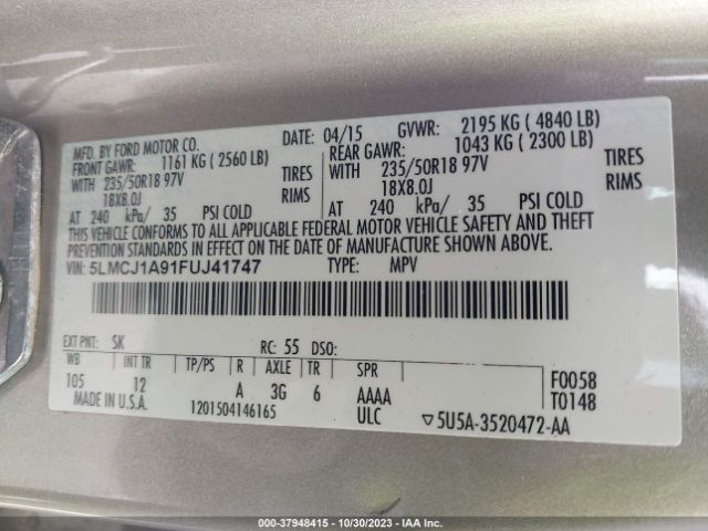 Photo 8 VIN: 5LMCJ1A91FUJ41747 - LINCOLN MKC 