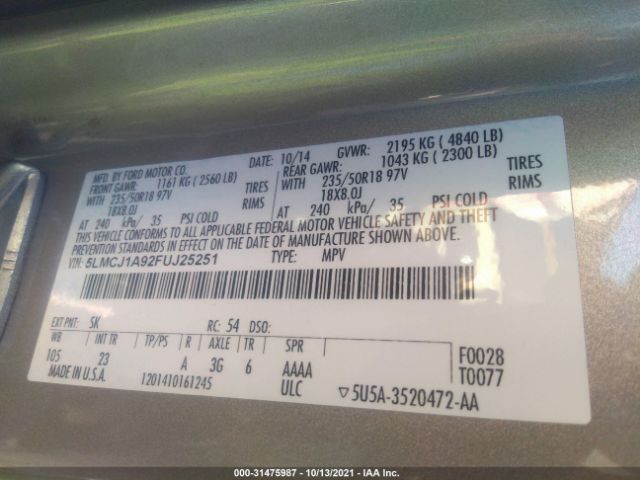 Photo 8 VIN: 5LMCJ1A92FUJ25251 - LINCOLN MKC 