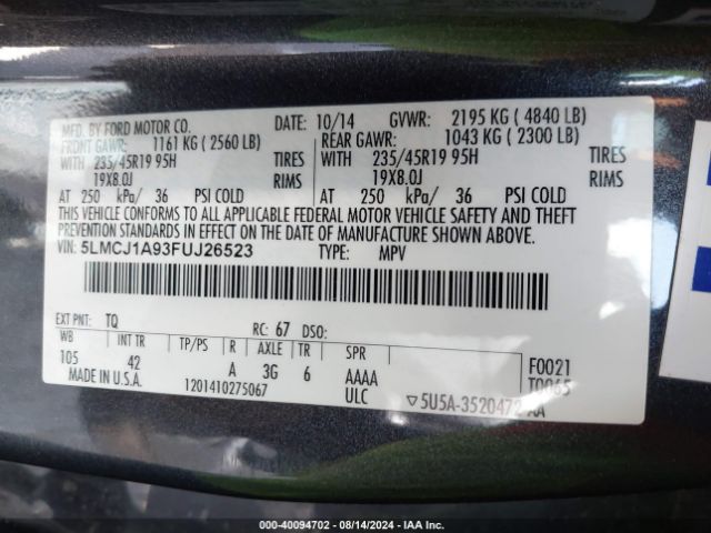 Photo 8 VIN: 5LMCJ1A93FUJ26523 - LINCOLN MKC 