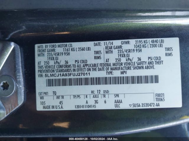 Photo 8 VIN: 5LMCJ1A93FUJ27011 - LINCOLN MKC 