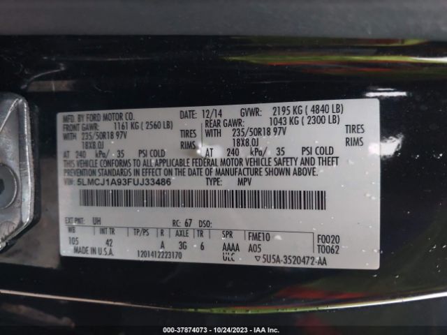 Photo 8 VIN: 5LMCJ1A93FUJ33486 - LINCOLN MKC 