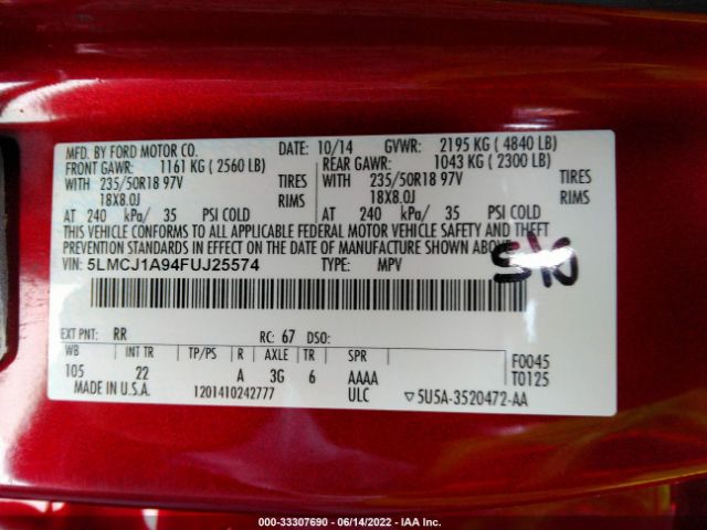 Photo 8 VIN: 5LMCJ1A94FUJ25574 - LINCOLN MKC 