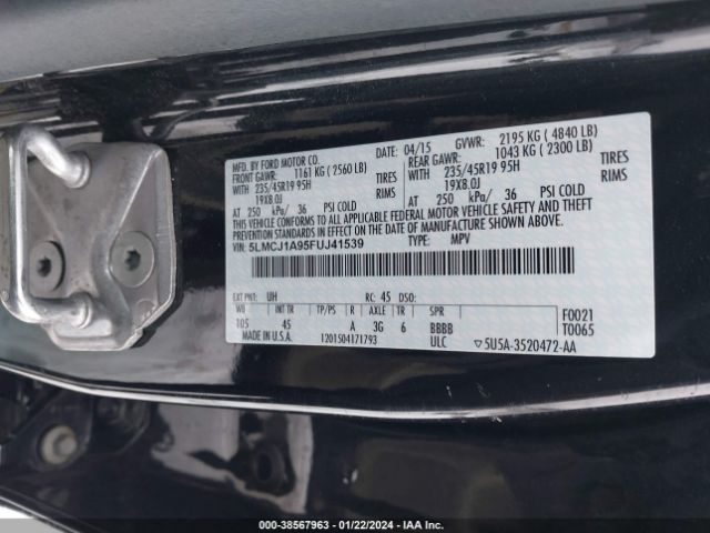 Photo 8 VIN: 5LMCJ1A95FUJ41539 - LINCOLN MKC 