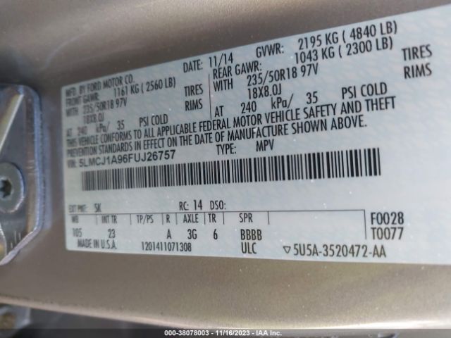 Photo 8 VIN: 5LMCJ1A96FUJ26757 - LINCOLN MKC 