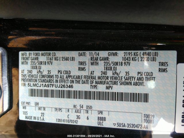 Photo 8 VIN: 5LMCJ1A97FUJ26346 - LINCOLN MKC 