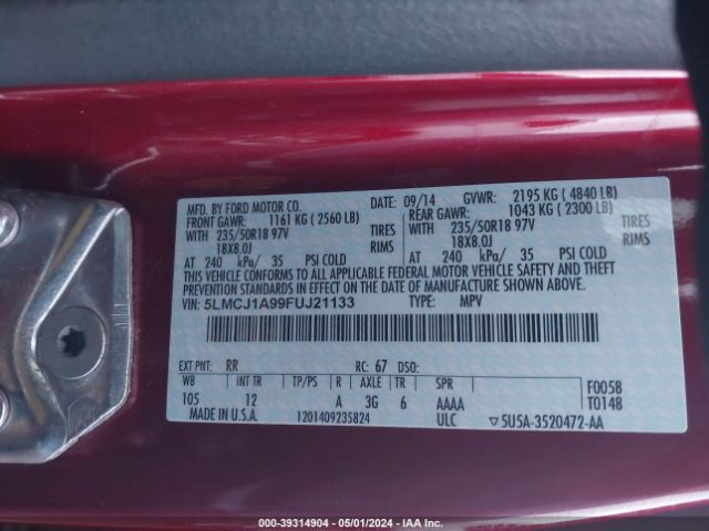 Photo 8 VIN: 5LMCJ1A99FUJ21133 - LINCOLN MKC 