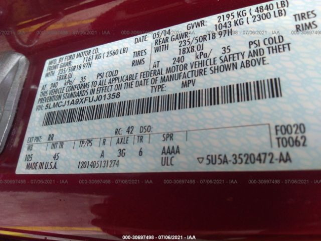 Photo 8 VIN: 5LMCJ1A9XFUJ01358 - LINCOLN MKC 