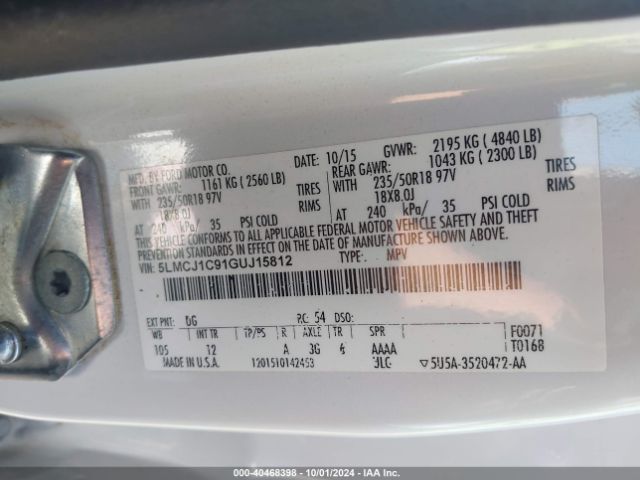 Photo 8 VIN: 5LMCJ1C91GUJ15812 - LINCOLN MKC 