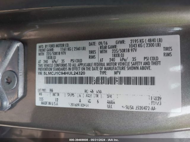 Photo 8 VIN: 5LMCJ1C94HUL24320 - LINCOLN MKC 