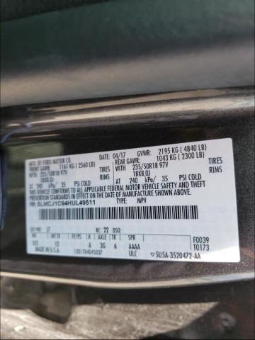 Photo 9 VIN: 5LMCJ1C94HUL49511 - LINCOLN MKC PREMIE 