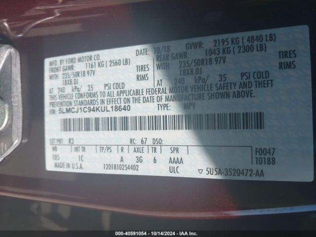 Photo 8 VIN: 5LMCJ1C94KUL18640 - LINCOLN MKC 