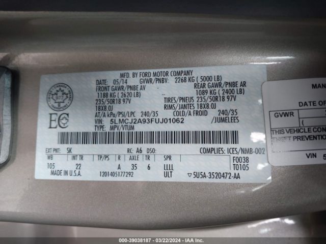 Photo 8 VIN: 5LMCJ2A93FUJ01062 - LINCOLN MKC 