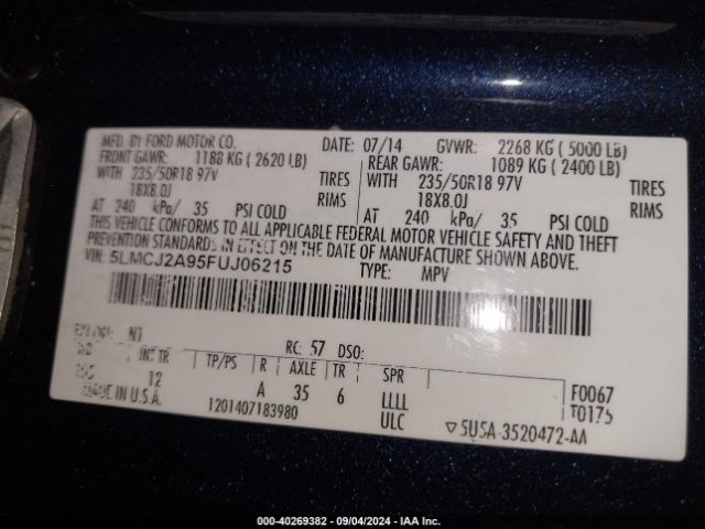 Photo 8 VIN: 5LMCJ2A95FUJ06215 - LINCOLN MKC 