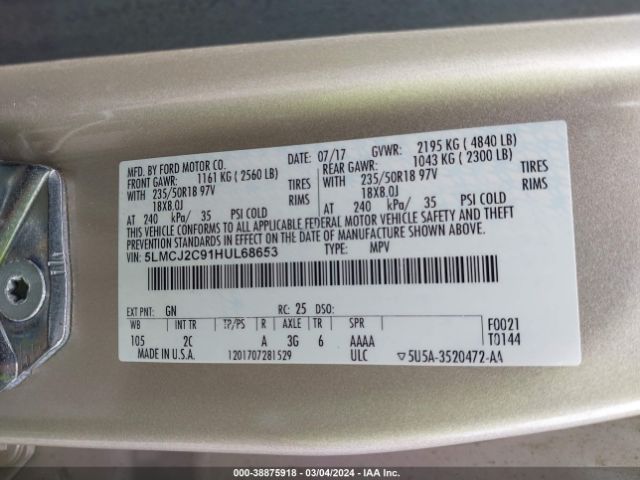 Photo 8 VIN: 5LMCJ2C91HUL68653 - LINCOLN MKC 