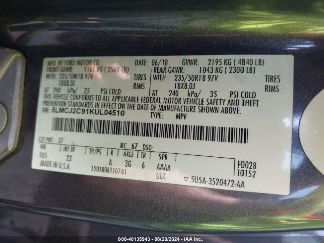 Photo 8 VIN: 5LMCJ2C91KUL04510 - LINCOLN MKC 