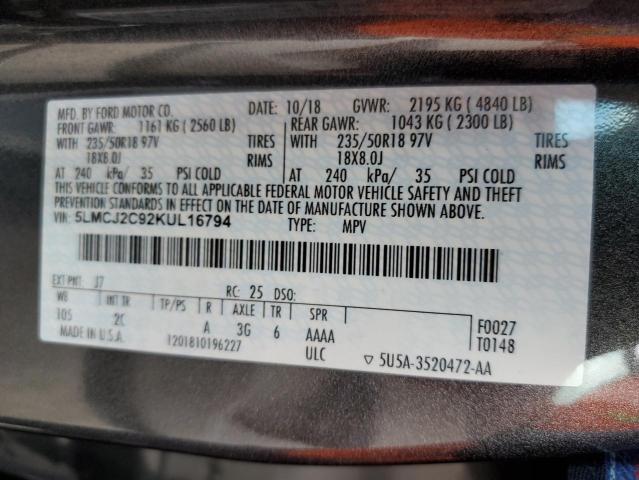 Photo 9 VIN: 5LMCJ2C92KUL16794 - LINCOLN MKC SELECT 