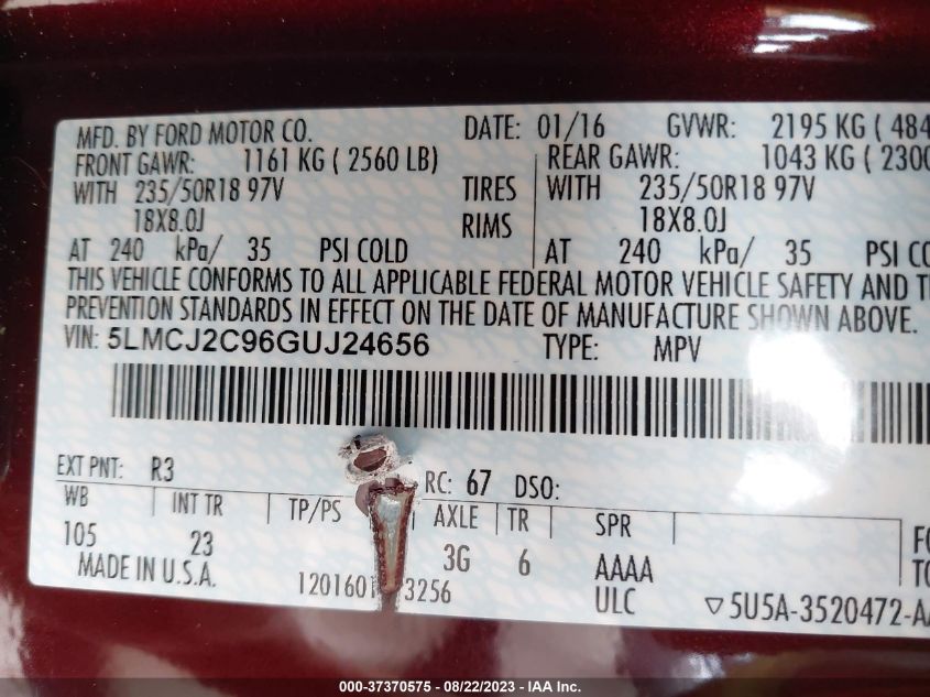 Photo 8 VIN: 5LMCJ2C96GUJ24656 - LINCOLN MKC 