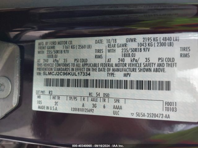 Photo 8 VIN: 5LMCJ2C96KUL17334 - LINCOLN MKC 