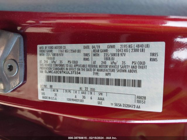 Photo 8 VIN: 5LMCJ2C97KUL37334 - LINCOLN MKC 