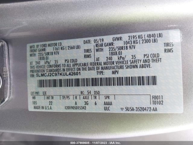 Photo 8 VIN: 5LMCJ2C97KUL42601 - LINCOLN MKC 