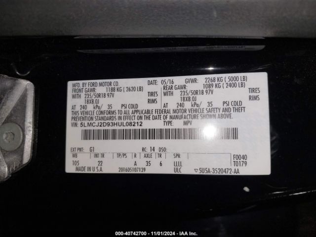 Photo 8 VIN: 5LMCJ2D93HUL08212 - LINCOLN MKC 