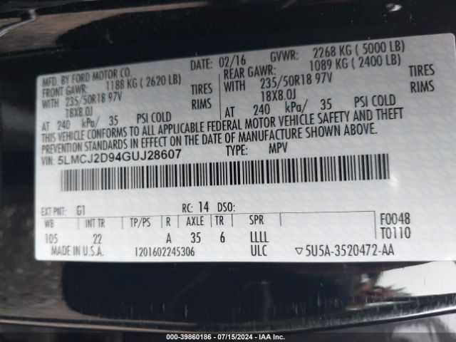 Photo 8 VIN: 5LMCJ2D94GUJ28607 - LINCOLN MKC 