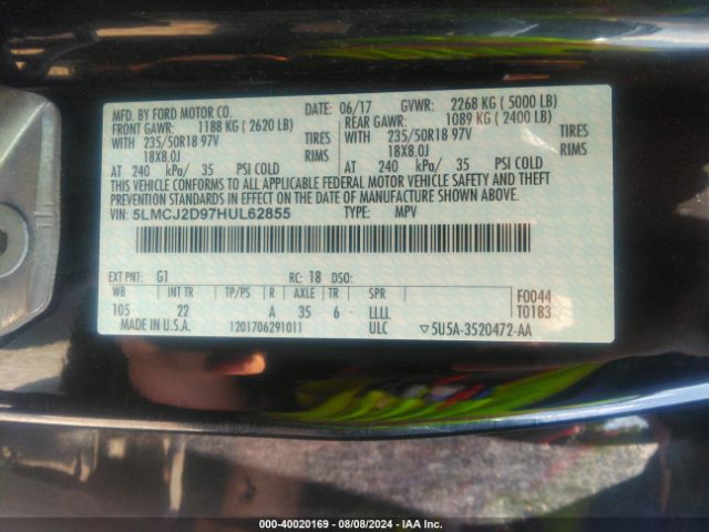 Photo 8 VIN: 5LMCJ2D97HUL62855 - LINCOLN MKC 