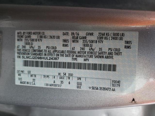 Photo 9 VIN: 5LMCJ2D98HUL24387 - LINCOLN MKC SELECT 