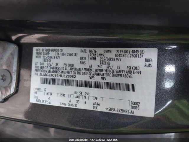 Photo 8 VIN: 5LMCJ3C91HUL28062 - LINCOLN MKC 