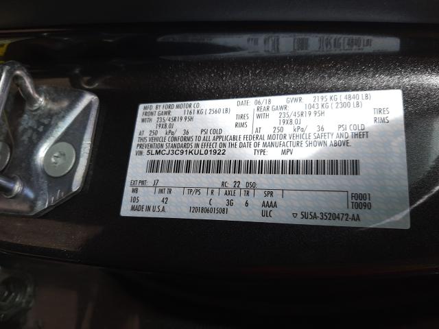 Photo 9 VIN: 5LMCJ3C91KUL01922 - LINCOLN MKC RESERV 