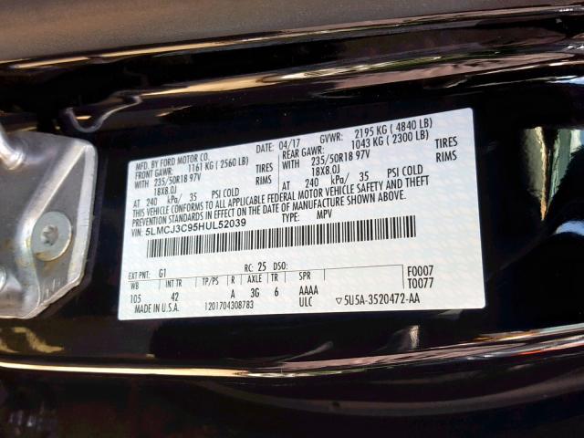 Photo 9 VIN: 5LMCJ3C95HUL52039 - LINCOLN MKC 