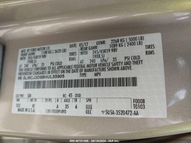 Photo 8 VIN: 5LMCJ3D98HUL55905 - LINCOLN MKC 