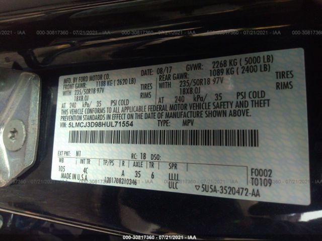 Photo 8 VIN: 5LMCJ3D98HUL71554 - LINCOLN MKC 