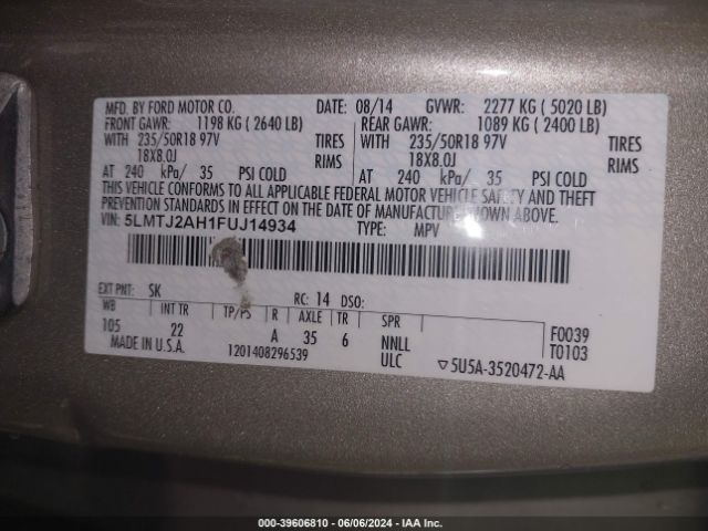 Photo 8 VIN: 5LMTJ2AH1FUJ14934 - LINCOLN MKC 