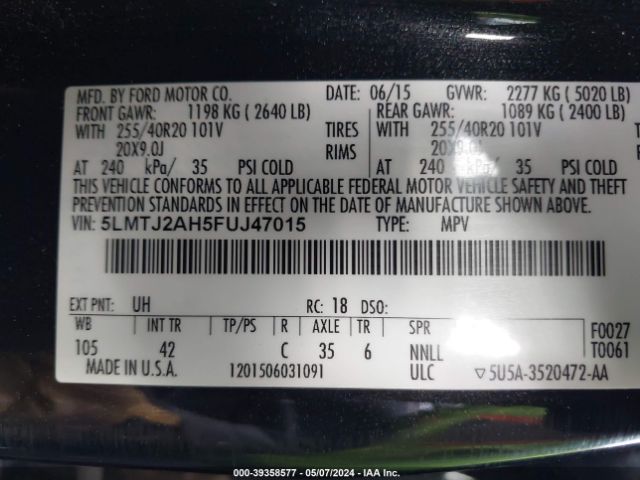 Photo 8 VIN: 5LMTJ2AH5FUJ47015 - LINCOLN MKC 