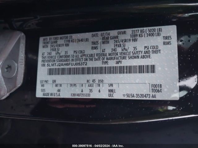 Photo 8 VIN: 5LMTJ2AH6FUJ05372 - LINCOLN MKC 